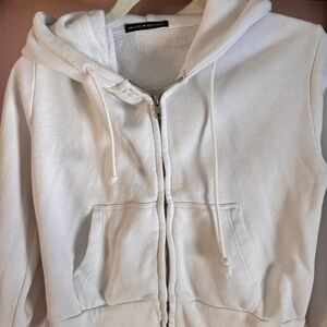 Brandy Melville White Zip-Up Hoodie